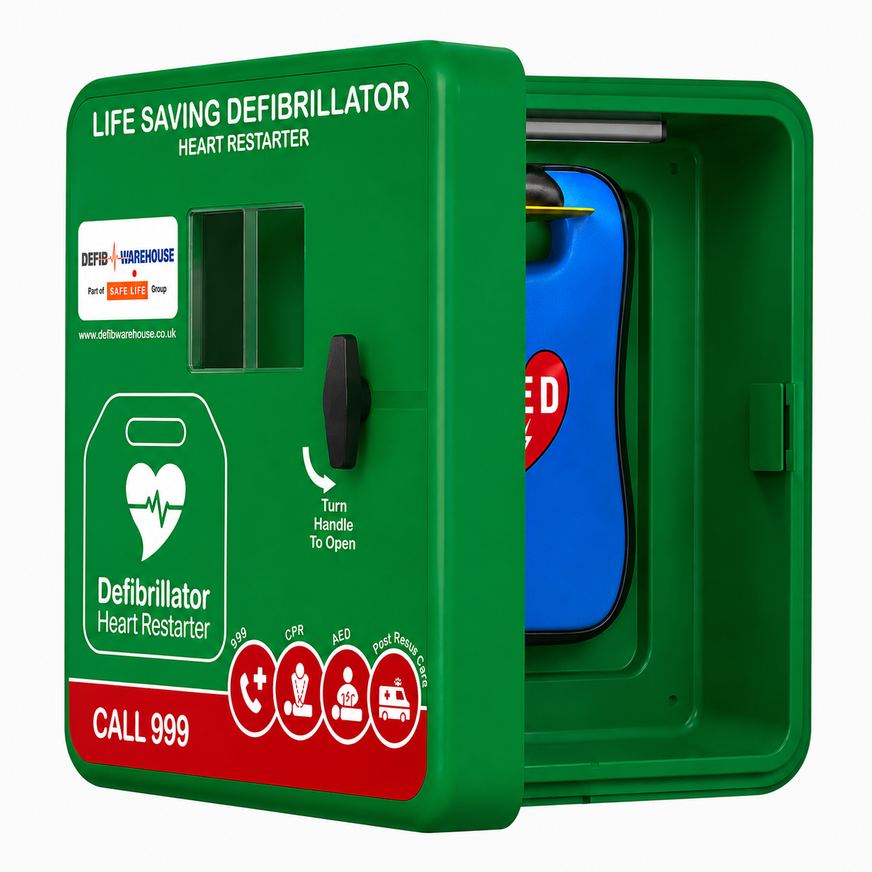Outdoor Defibrillator Cabinet (Non-Locking) Green 3 Outdoor Unlocked Cabinet in Green