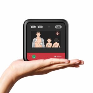 HeartSave myPAD-Fully automatic-defibrillator-in hand