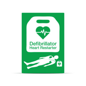 Heart Restarter Defibrillator Wall Sign Self Adhesive Vinyl