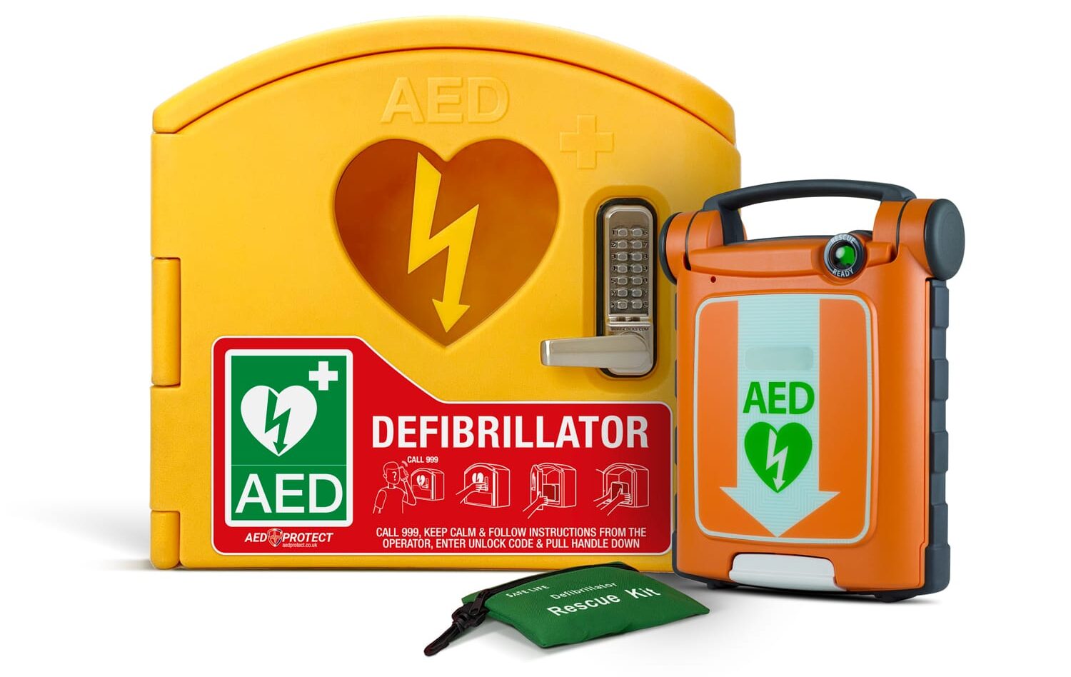 Cardiac Science G5 Fully Auto And Aed Protect Outdoor Locked Package 1 Cardiac Science G5 Fully Auto With CPRD and AED Protect Outdoor Locked Package
