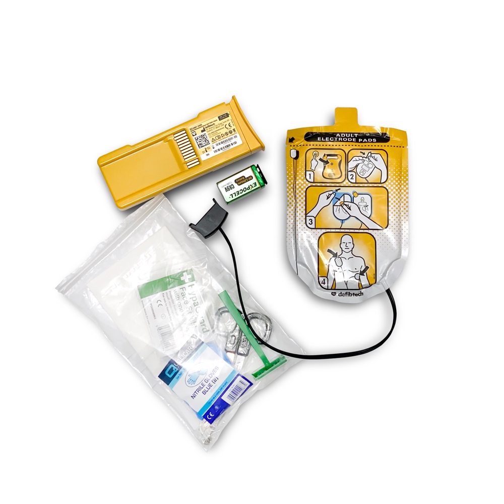 Defibtech Lifeline Adult Electrode Pads & High Use Battery Pack (7 years) Bundle