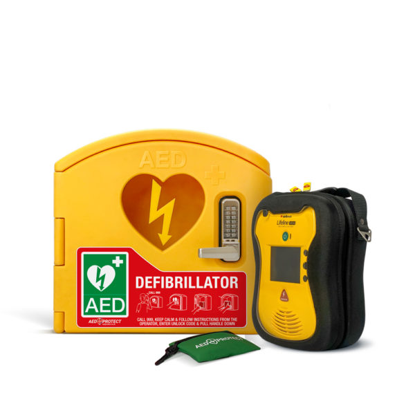 Defibtech Lifeline View Fully Auto and AED Protect Outdoor Locked