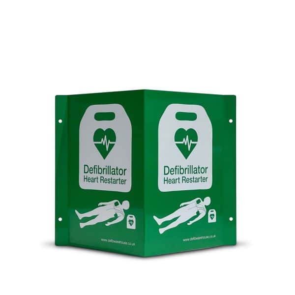 Defibwarehouse Green 3D Metal Defibrillator Wall Sign Front