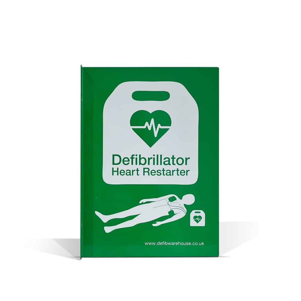 Defibwarehouse Green Metal Defibrillator Projecting Wall Sign