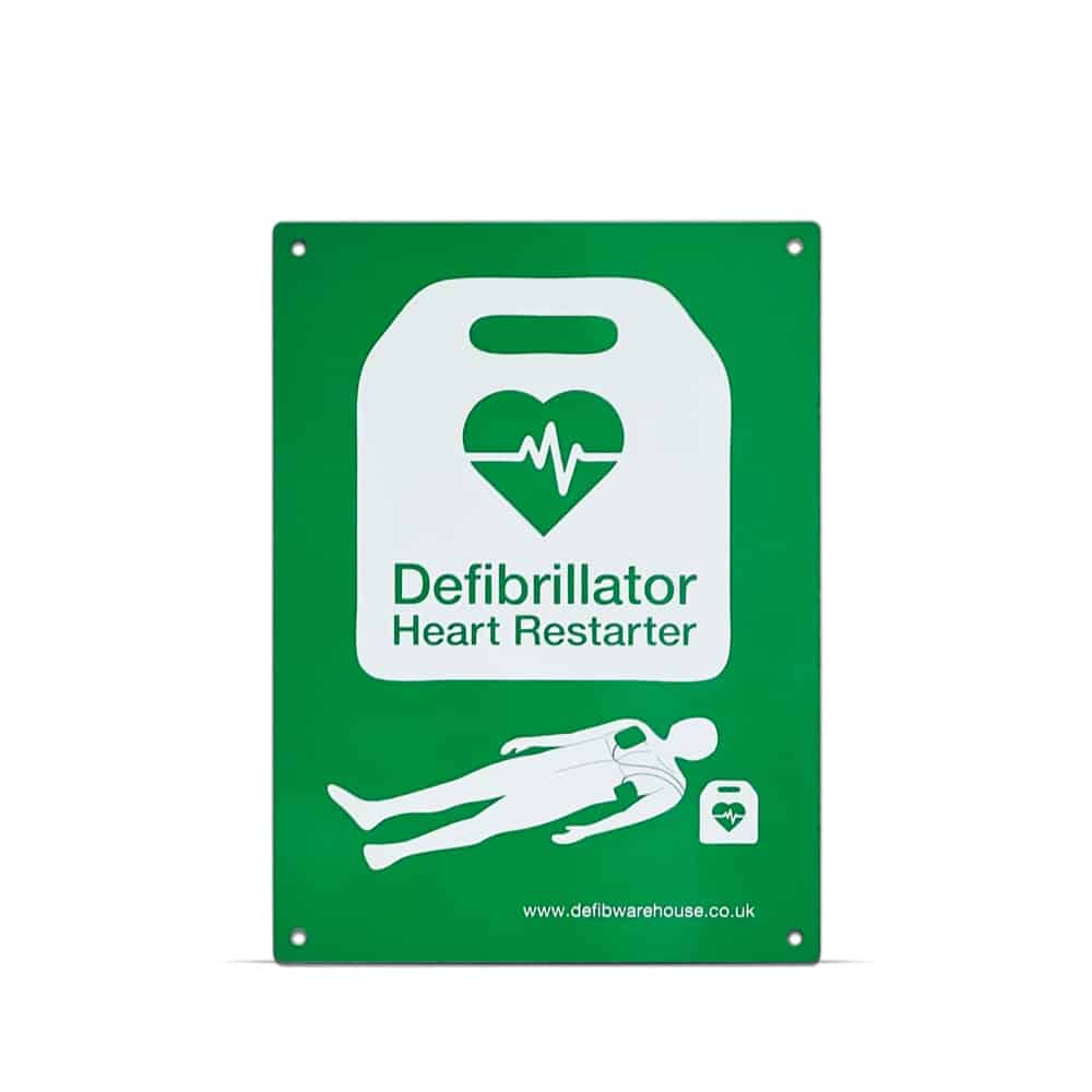 Defibwarehouse Green Metal Defibrillator Wall Sign