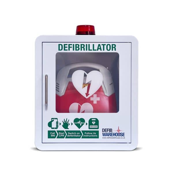 Defibwarehouse Indoor Defibrillator AED Cabinet with Schiller AED