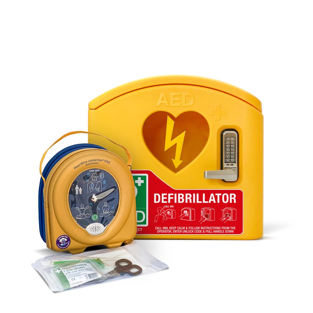 HeartSine Samaritan PAD 360P Fully-Auto AED & AED Protect Outdoor Locked Package