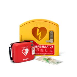 Philips HeartStart FRx Defibrillator with Carry Case & AED Protect Outdoor Locked Package