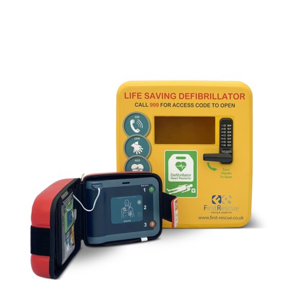 Philips HeartStart FRx Defibrillator with Carry Case & Defibstore 4000 Package Open