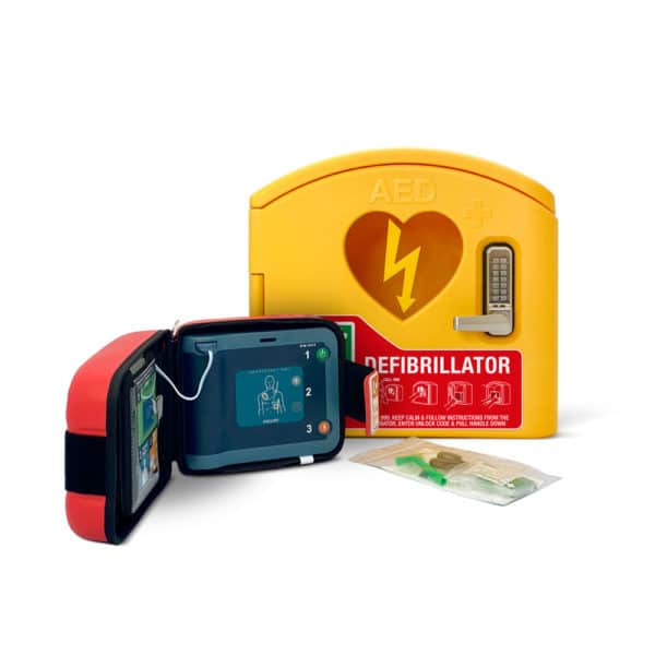 Philips HeartStart FRx Defibrillator with Carry Case & AED Protect Outdoor Locked Package - Opened Case