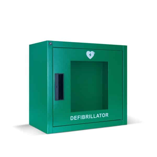 Universal Indoor Defibrillator Cabinet Green Angle