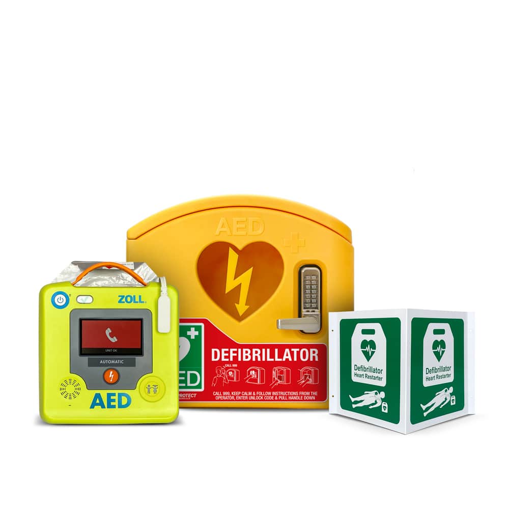 ZOLL AED 3 Fully-Auto Defibrillator & AED Protect Outdoor Locked Package