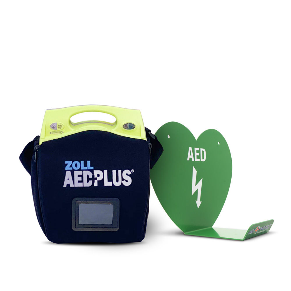ZOLL AED Plus Fully-Auto & AED Protect Green Wall Hanger Package